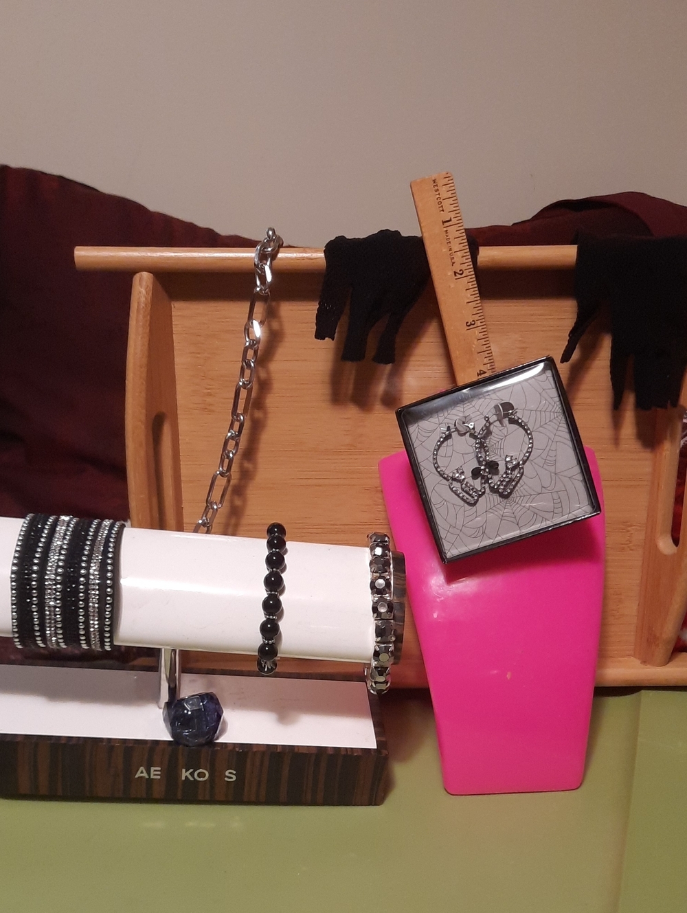 Goth Punk Bundle Cuffs Skull Hoops Bracelets Silver Chain Jeans Clasp Fishnet